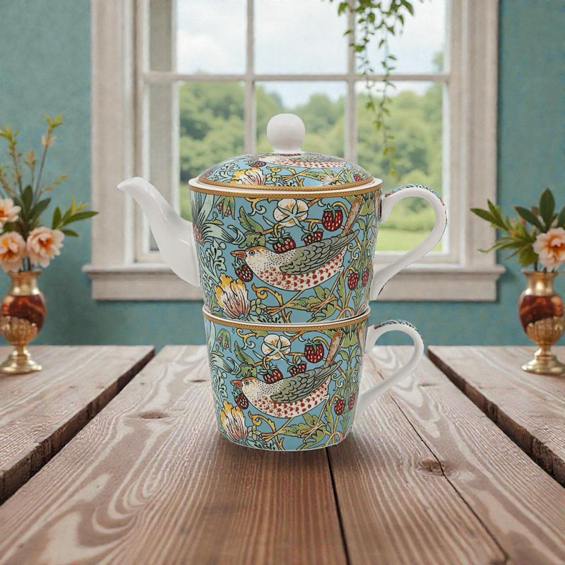 Ensemble théière et mug William Morris fraises
