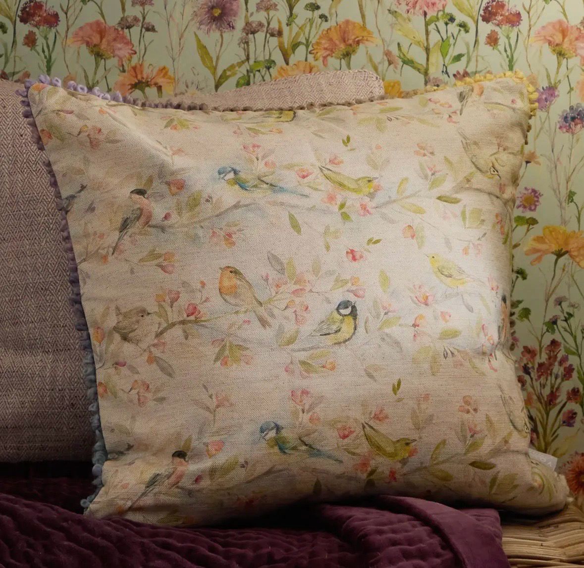Coussin Birds 50/50 coton
