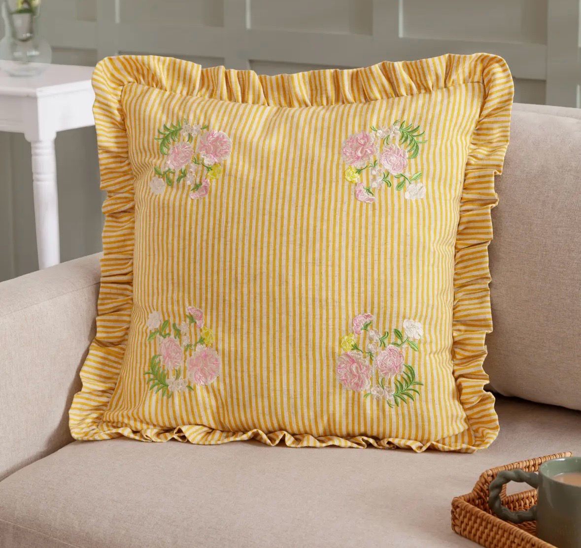 Coussin Vichy jaune 50/50