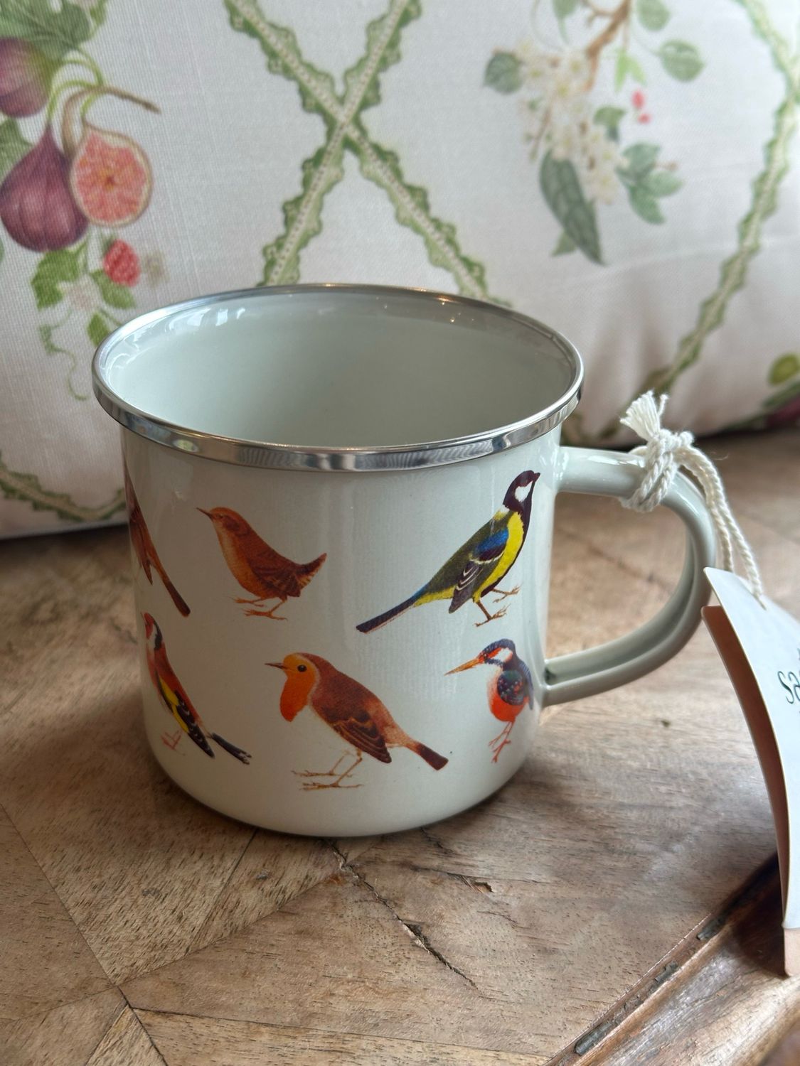 Mug en émail oiseaux de printemps 