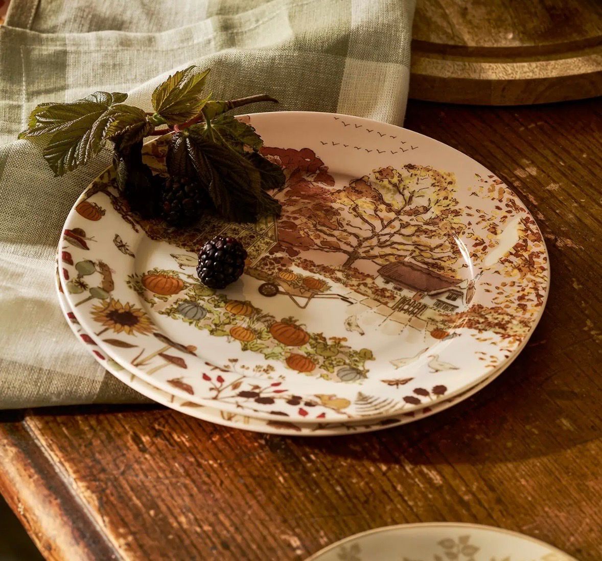Assiette cueillette d’automne 21 cm porcelaine 