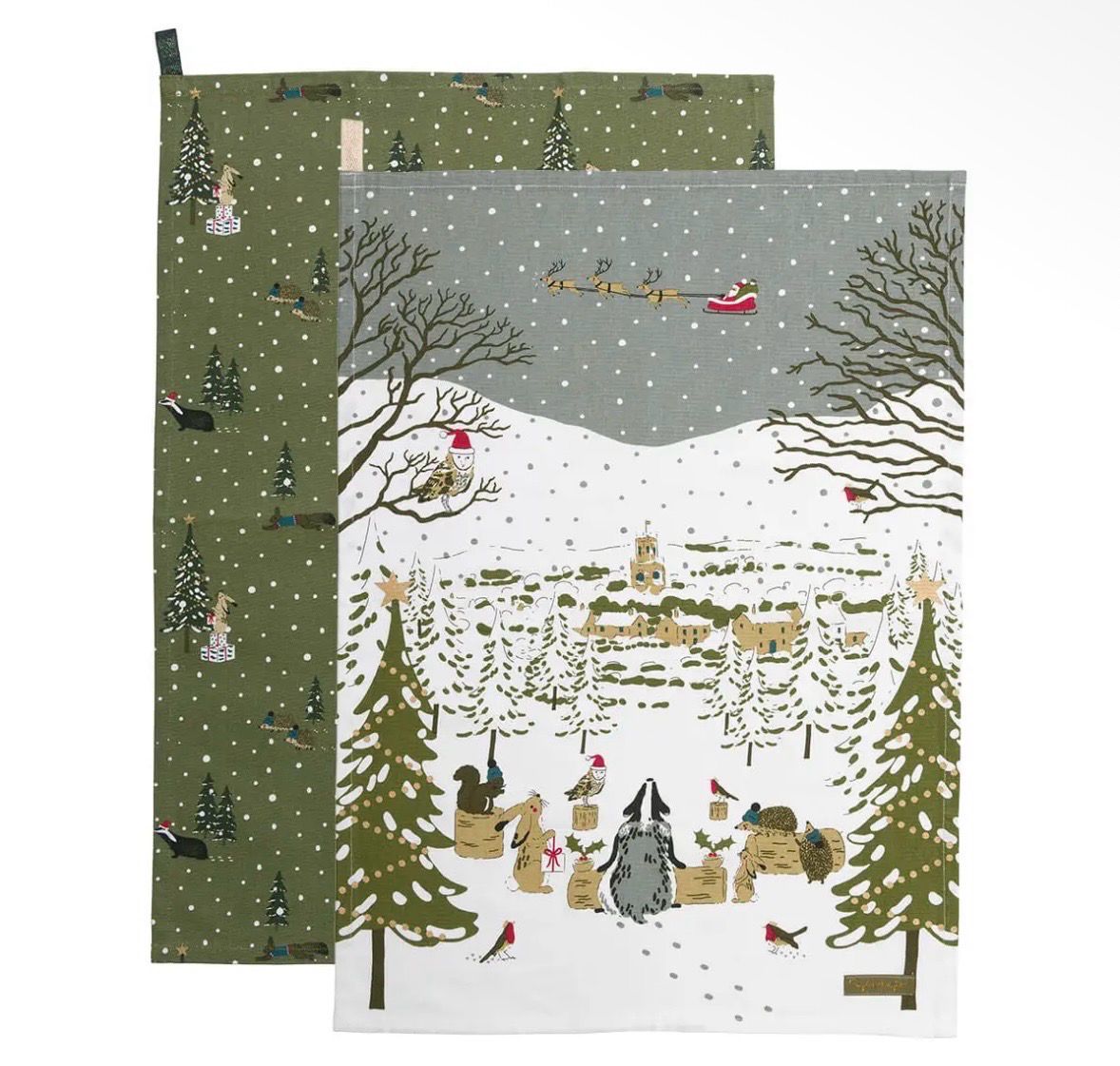 Lot de 2 torchon Christmas trees 100% coton
