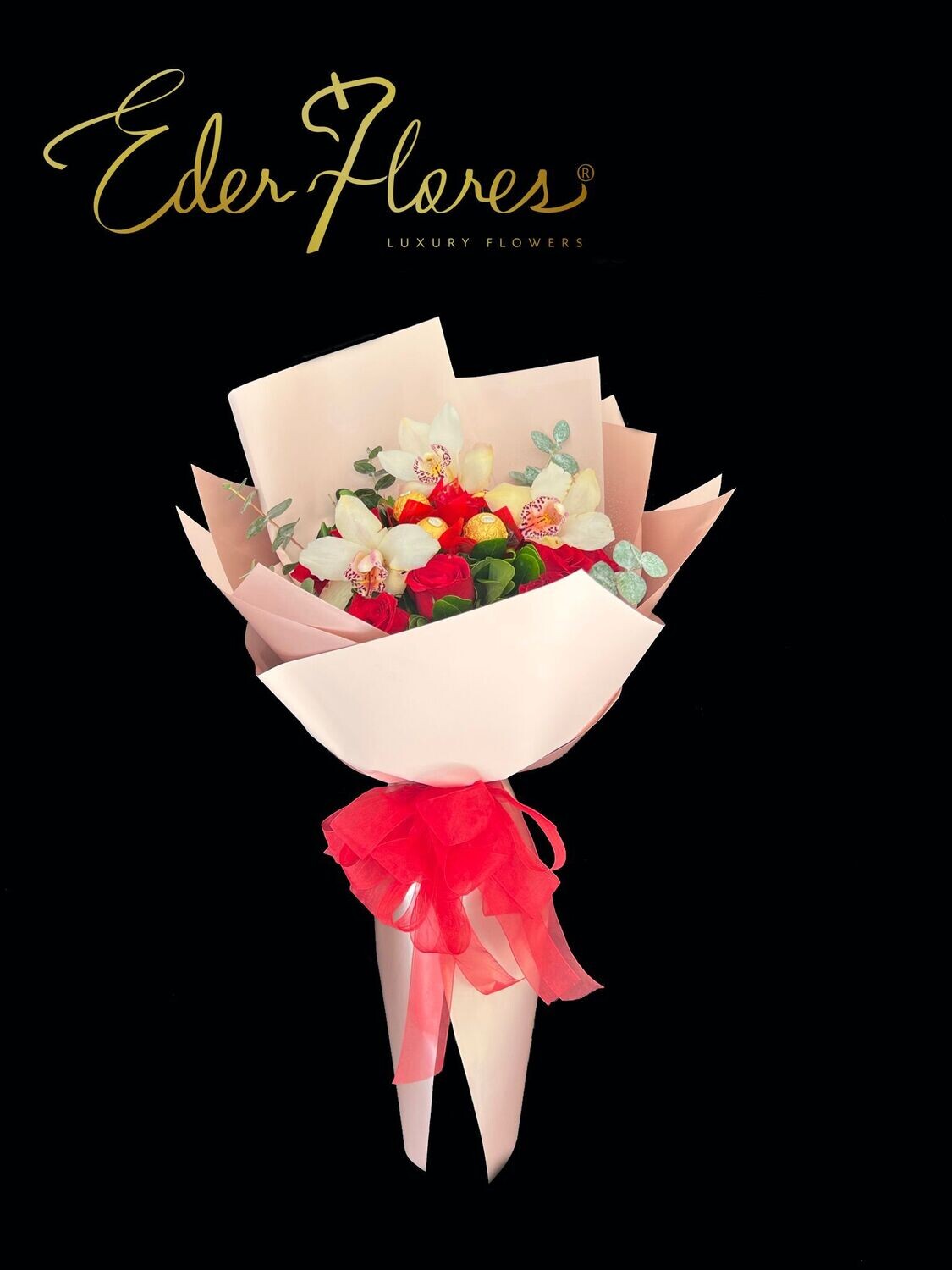 Bouquet con Orquídeas y Rosas a la Roche