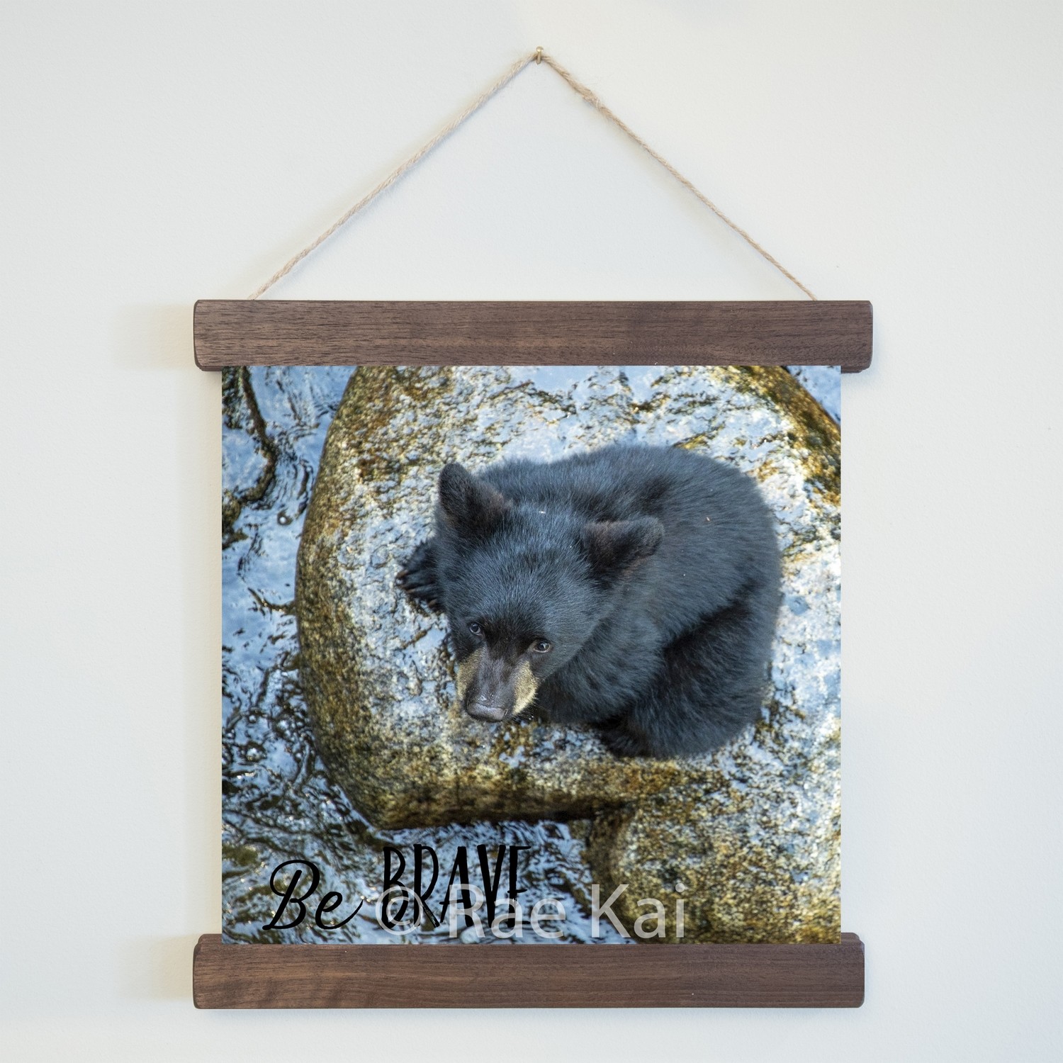 Be Brave (Cub on Rock)-Square Photo Print