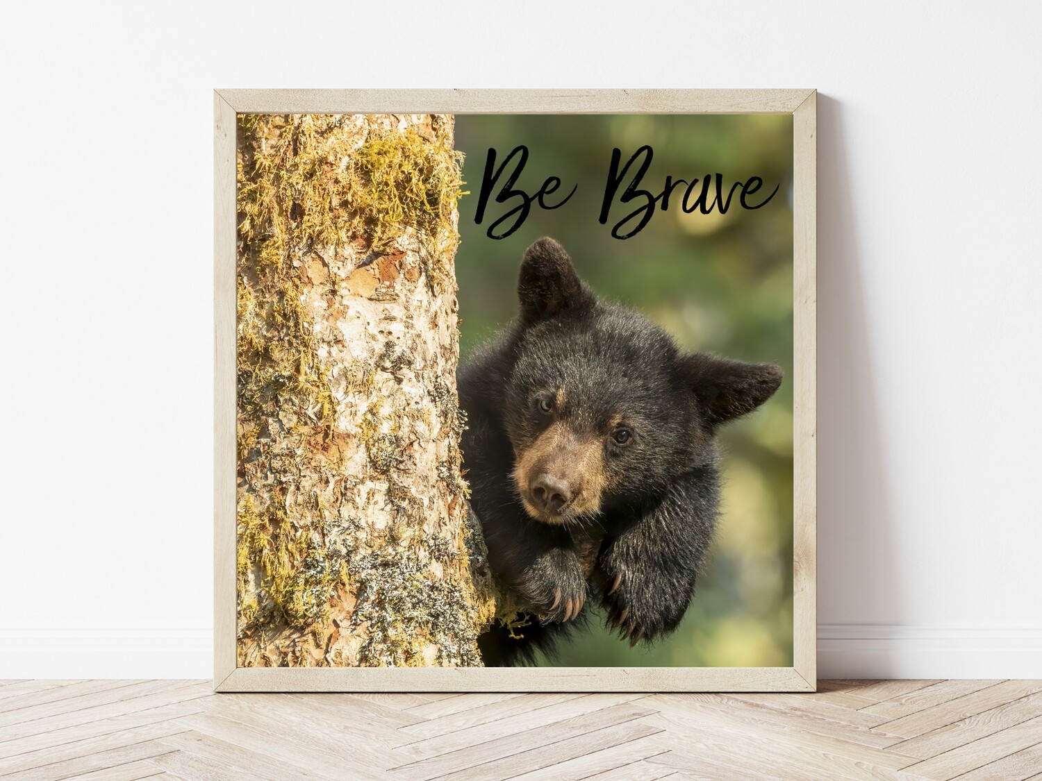 Be Brave (Cub in Tree)-Inspirational Square Photo