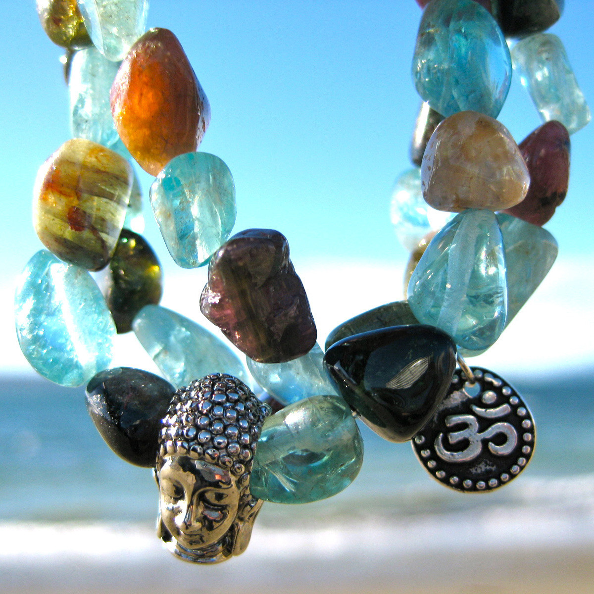 Womens Power of 3&#39;s Bracelet - Apatite &amp; Mixed Tourmaline