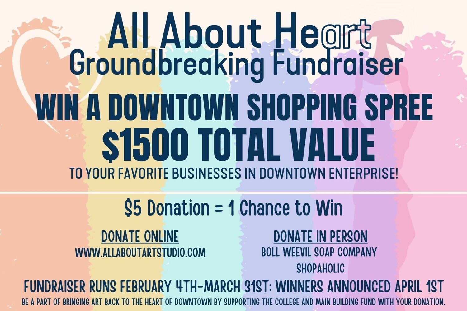 Donate for your chance to Win a Downtown Shopping Spree! Buy As Many Chances To Win As You Would Like! ❤️