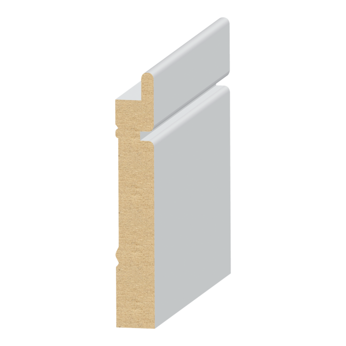 Wainscot w/ 3/8&quot; Rab`t   MDF Baseboard 1/2&quot; x 3-1/4&quot; x 16 feet