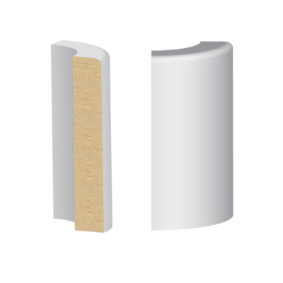 Bullnose Corner Reversible MDF Baseboard 3/8&quot; x 2-1/4&quot;