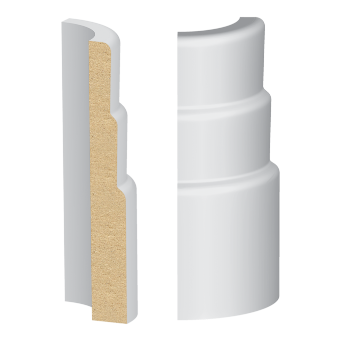 Bullnose Corner 3 Step Base MDF Baseboard 1/2&quot; x 3-1/2&quot;