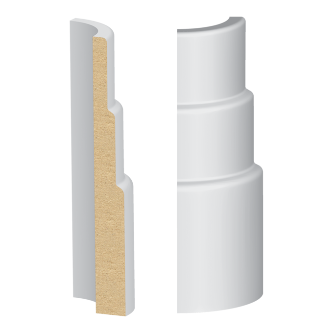 Bullnose Corner 3 Step Base MDF Baseboard 1/2&quot; x 4-1/8&quot;