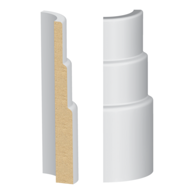 Bullnose Corner 3 Step Base MDF Baseboard 1/2&quot; x 4-1/8&quot;