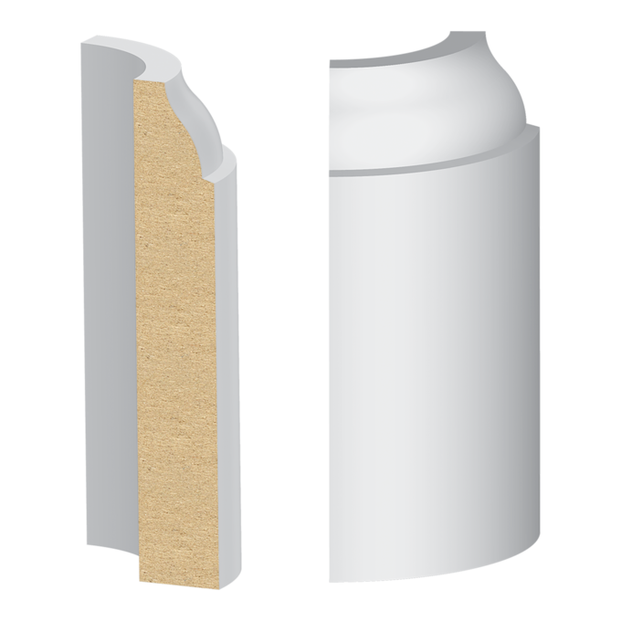 Bullnose Corner Coronado MDF Baseboard 9/16&quot; x 3-1/4&quot;