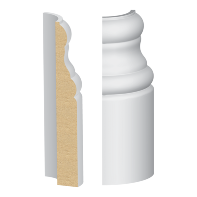 Bullnose Corner Del Mar Base MDF Baseboard 9/16&quot; x 4-1/2&quot;