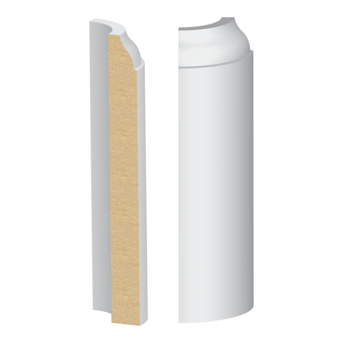 Bullnose Corner Coronado MDF Baseboard 9/16&quot; x 5-1/4&quot;