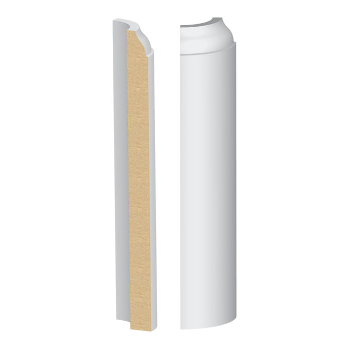 Bullnose Corner Coronado MDF Baseboard 9/16&quot; x 7-1/4&quot;