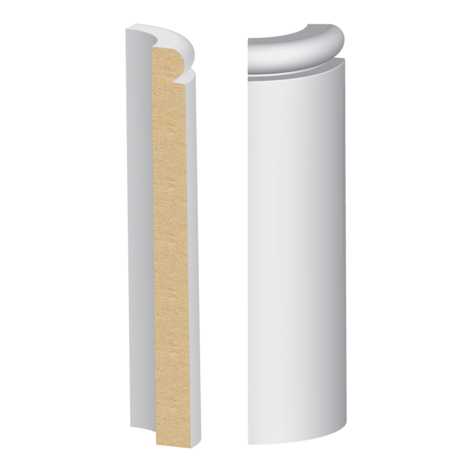Bullnose Corner MDF Contemporary Base 1/2 x 5-1/4&quot;