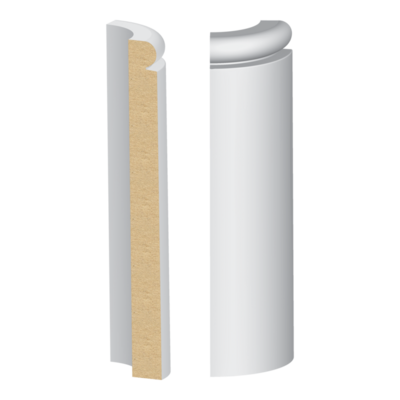 Bullnose Corner MDF Contemporary Base 1/2 x 5-1/4&quot;