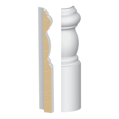 Bullnose Corner MDF Malibu Base 9/16 x 7-1/4&quot;