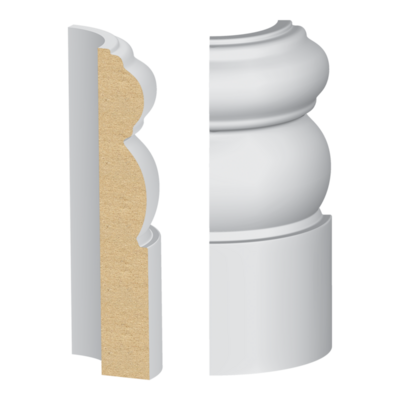 Bullnose Corner MDF Mission Base 9/16 x 3-3/4&quot;