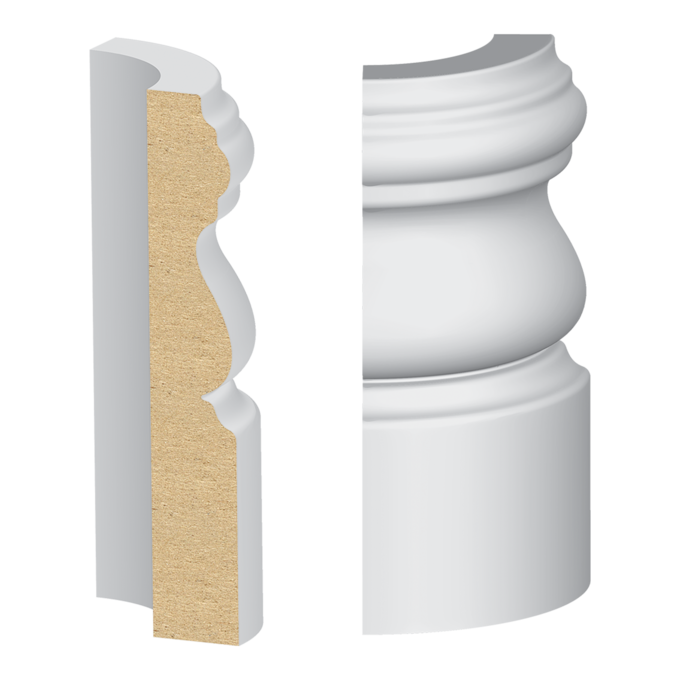 Bullnose Corner MDF Monterey Base 9/16 x 3-1/4&quot;