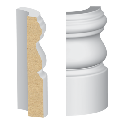 Bullnose Corner MDF Monterey Base 9/16 x 3-1/4&quot;