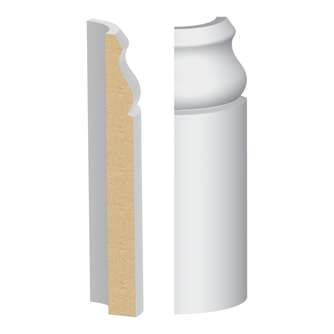 Bullnose Corner Vintage MDF Baseboard 9/16&quot; x 5-1/4&quot;
