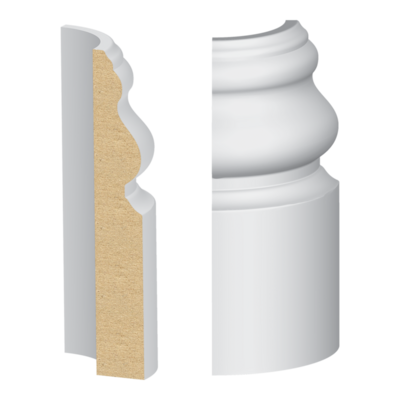 Bullnose Corner MDF Santa Fe Base 9/16 x 3-1/2&quot;