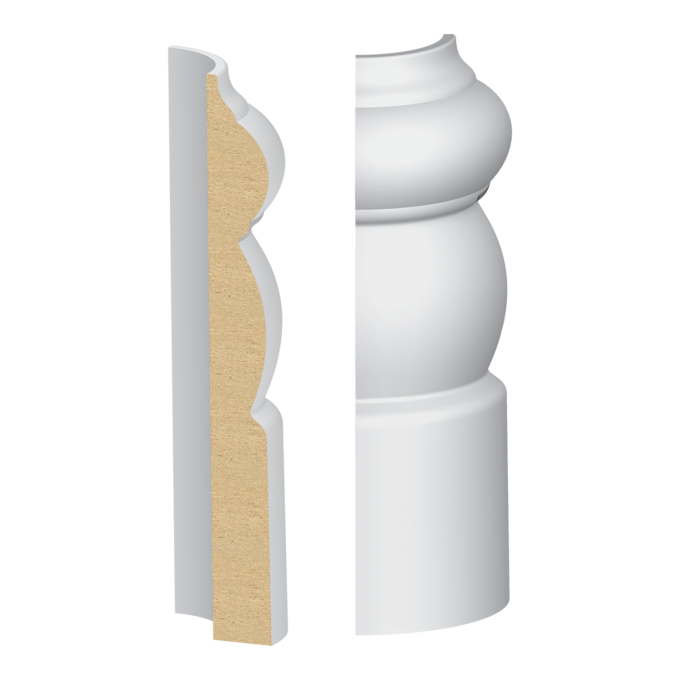 Bullnose Corner Mission MDF Baseboard 9/16&quot; x 5&quot;