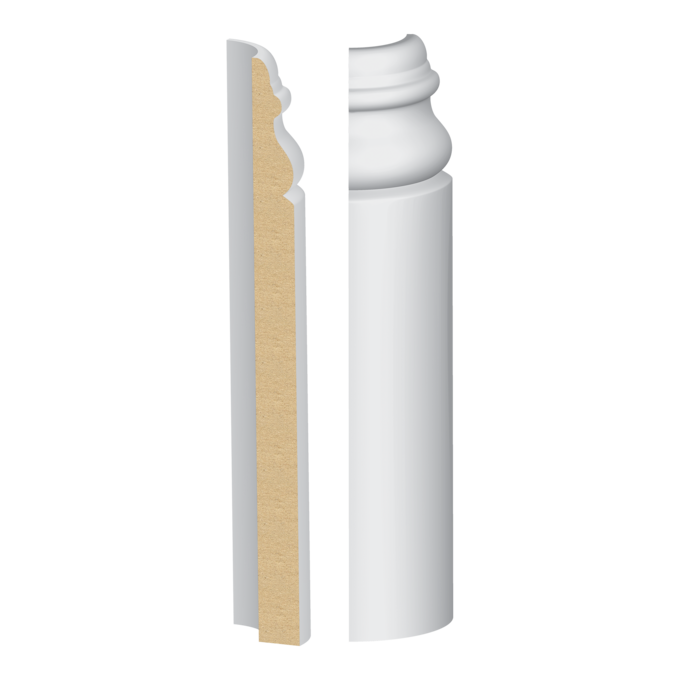 Bullnose Corner Victorian MDF Baseboard 9/16&quot; x 8&quot;