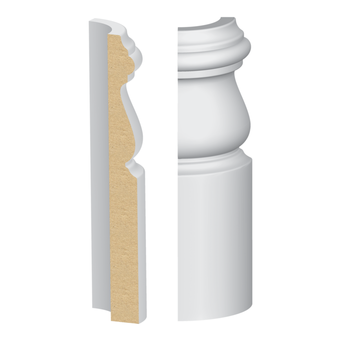 Bullnose Corner MDF Monterey Base 9/16 x 5-1/4&quot;