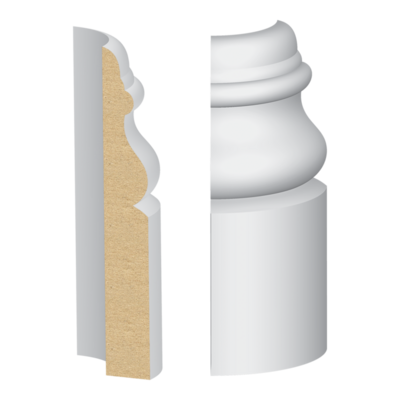 Bullnose Corner Victorian MDF Baseboard 9/16&quot; x 3-7/8&quot;