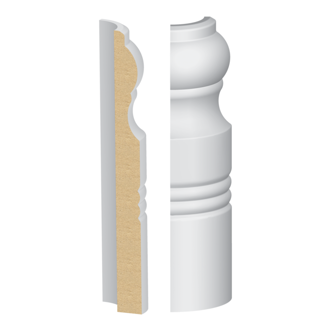 Bullnose Corner Savannah MDF Baseboard 9/16&quot; x 6-1/2&quot;