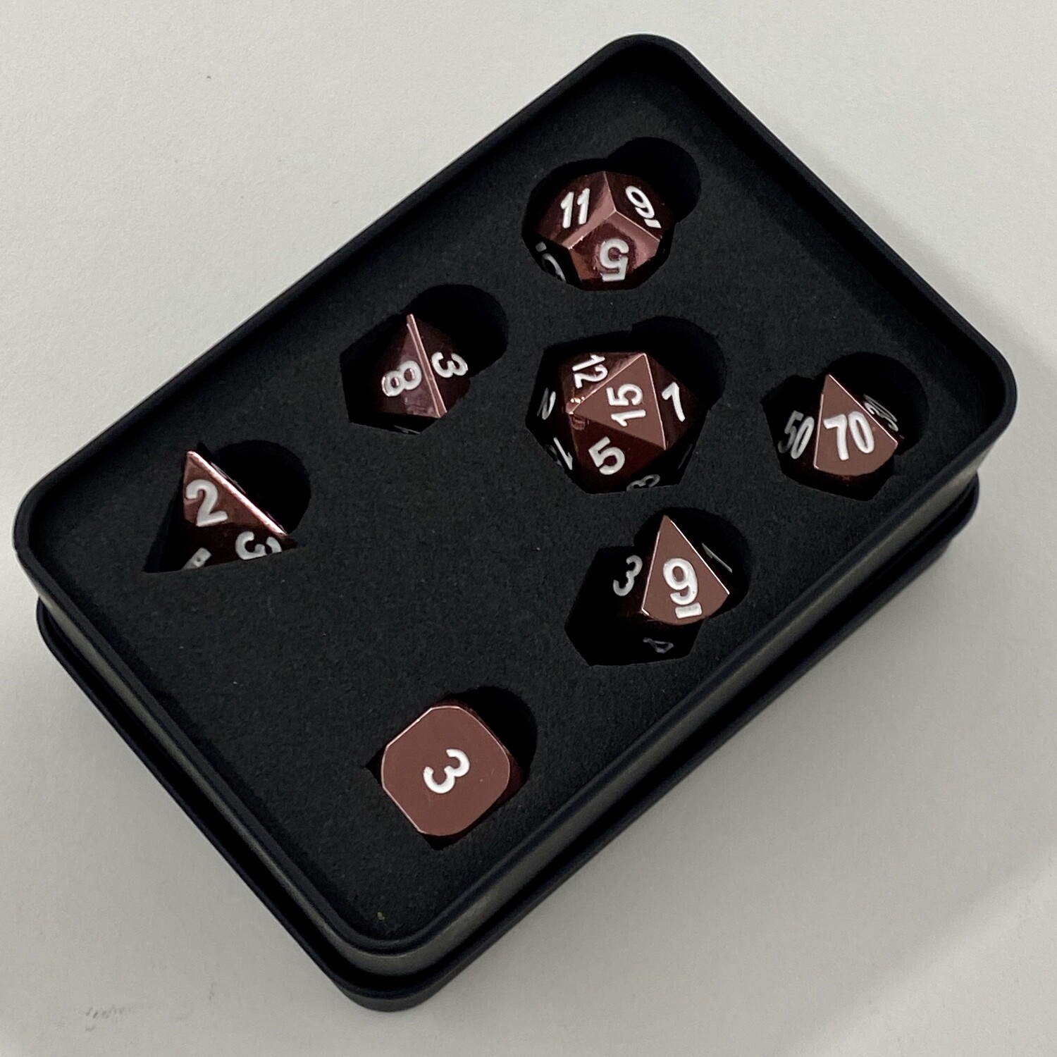 Ogopogo Metallic Polyhedral Dice Set Polished Copper