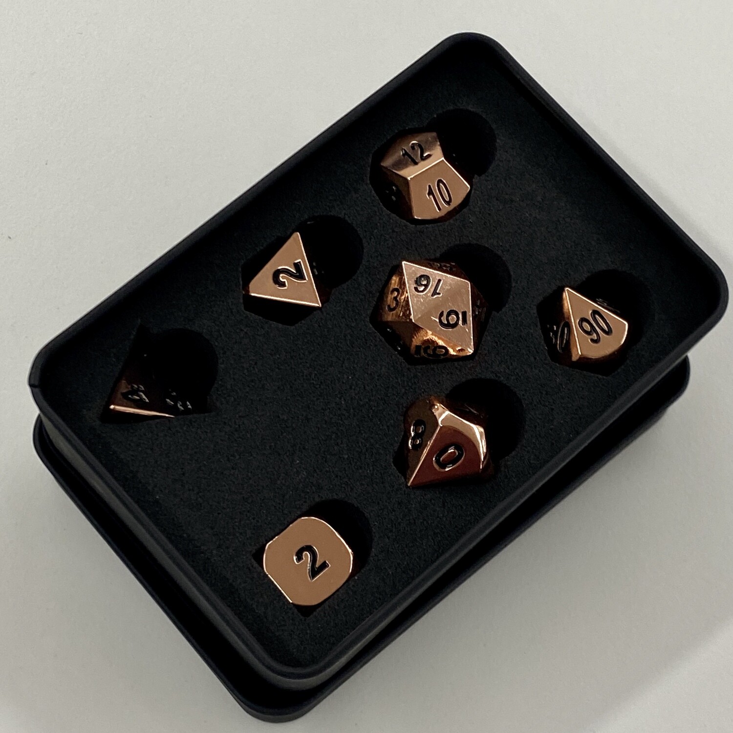 Ogopogo Metallic Polyhedral Dice Set Rose Gold