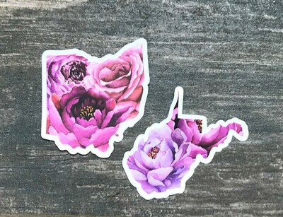 Floral Ohio or West Virginia Sticker