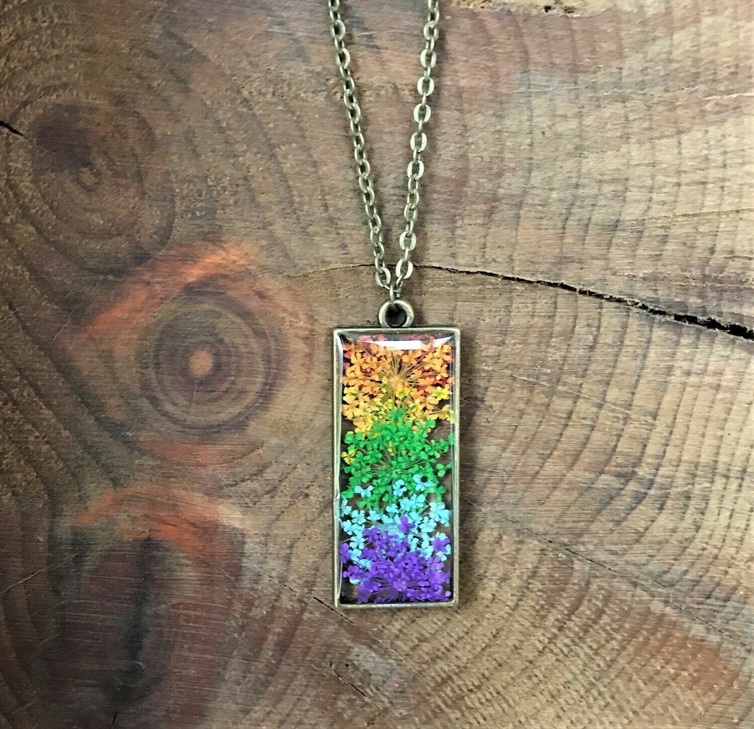 Rainbow Queen Anne&#39;s Lace Pendant