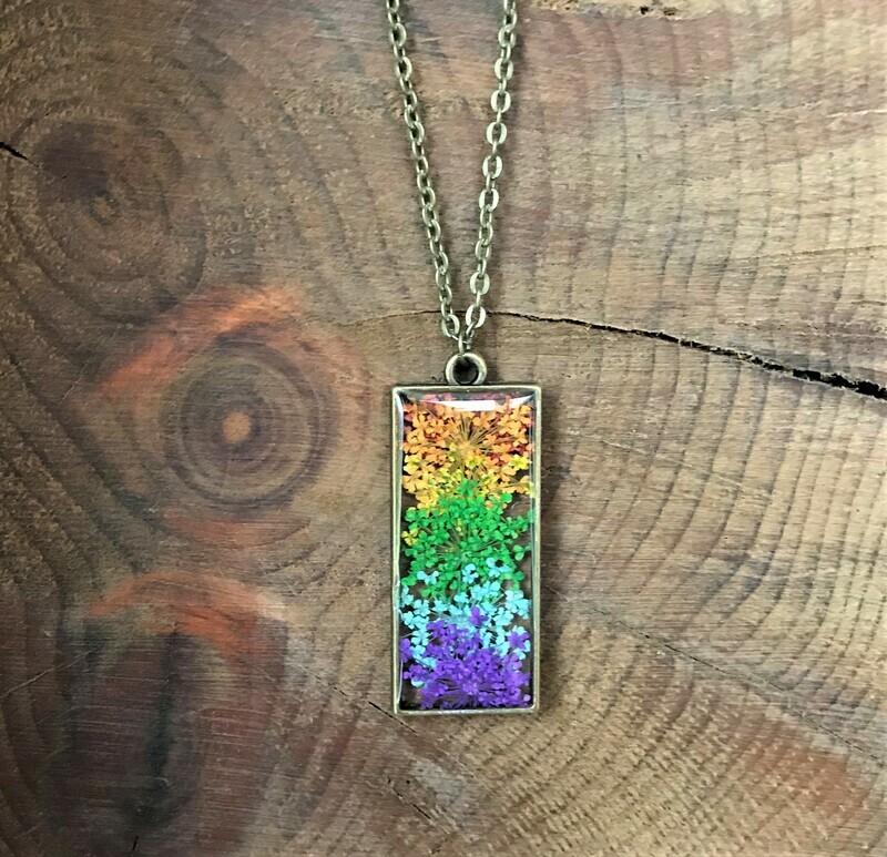 Rainbow Queen Anne&#39;s Lace Pendant