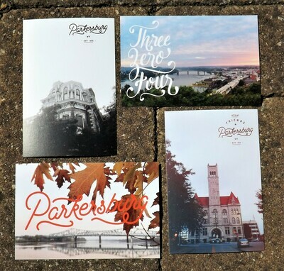 Parkersburg Postcard Pack A, 4 Designs 8 Postcards