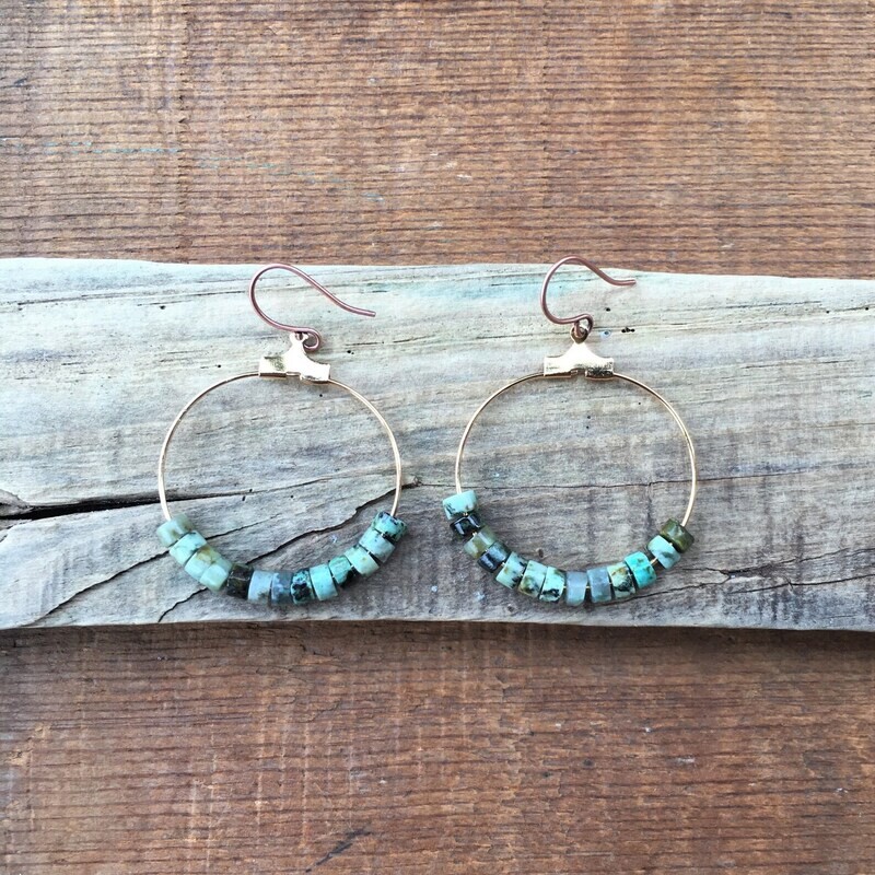 heishi turq hoops