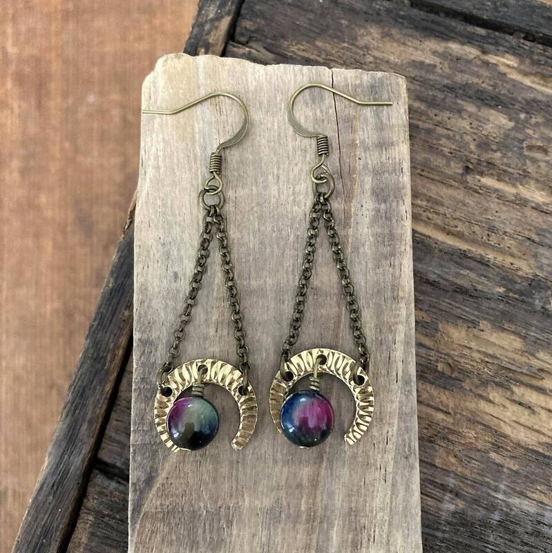 Rainbow Crescent Earrings