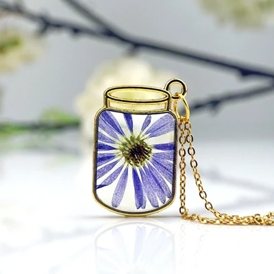 Flower Jar Real Flower Necklace