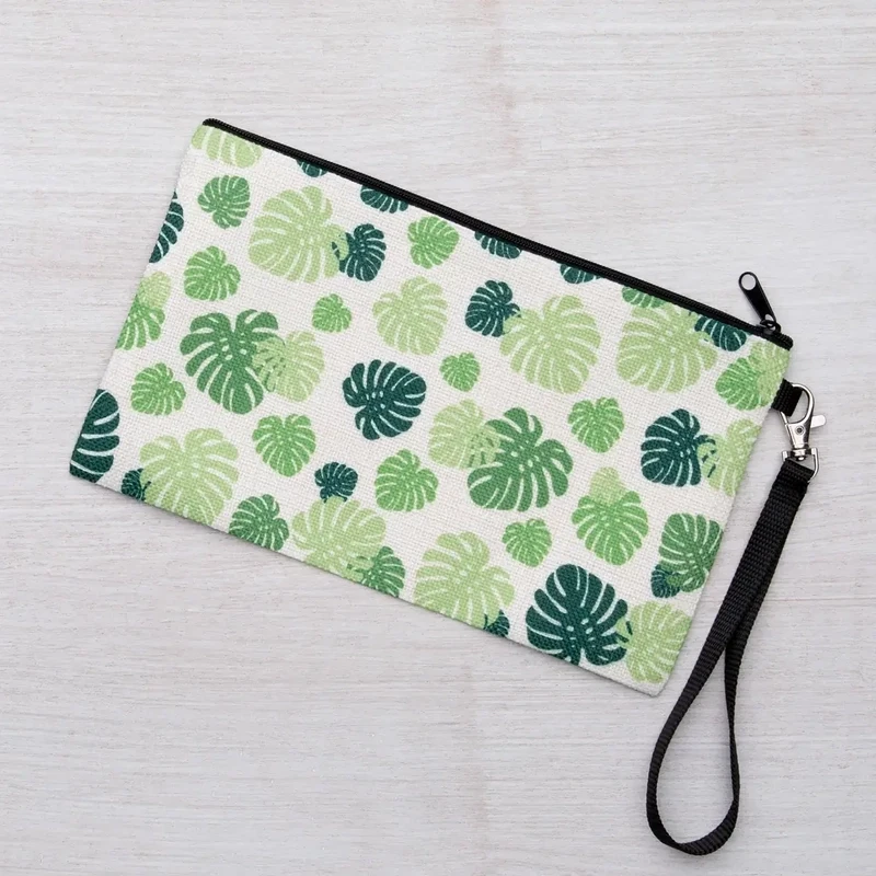 monstera zipper pouch