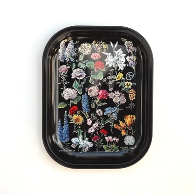 black fleurs tray