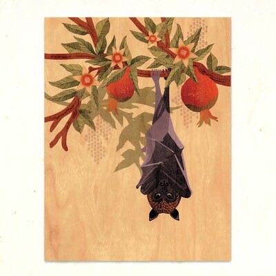LGF Bat Illustration on Wood