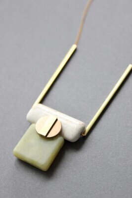 White and Green Geometric Necklace