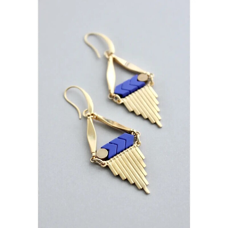 Blue Brass Earring