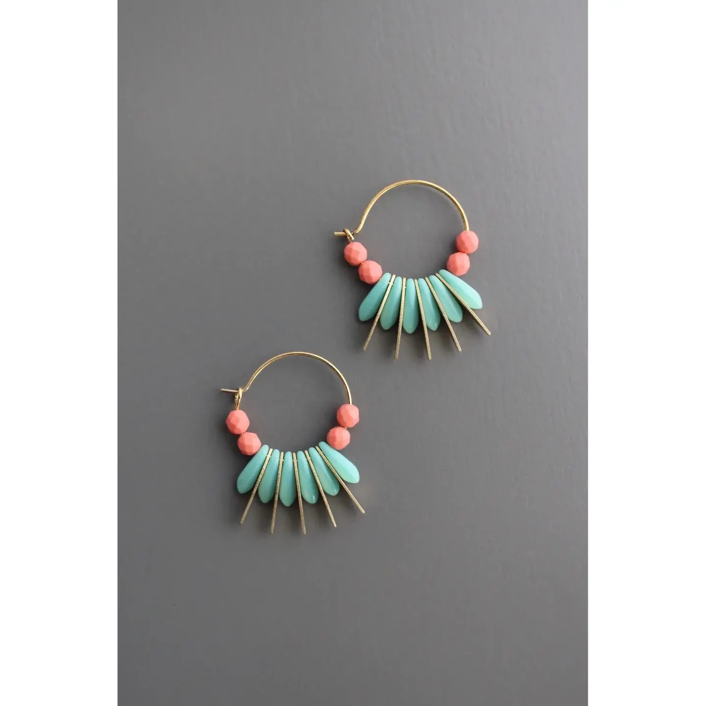 Turq. Coral glass hoop