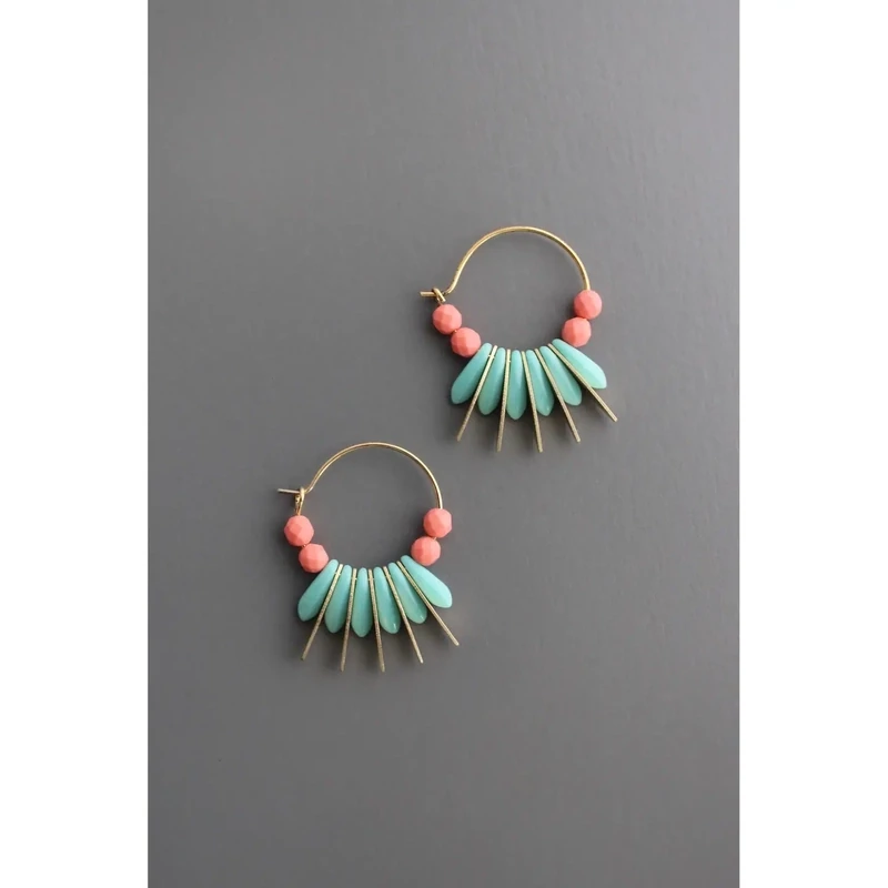 Turq. Coral glass hoop