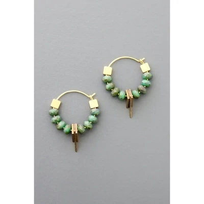 Small Green Glass Hoops